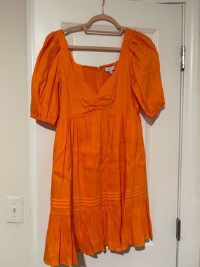 Gianni Bini Orange Puff-Sleeve Mini Dress
